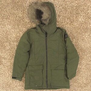 Adidas Jacket Women's Small‎ Green Xploric Parka Puffer Fur Lined Winter Coat